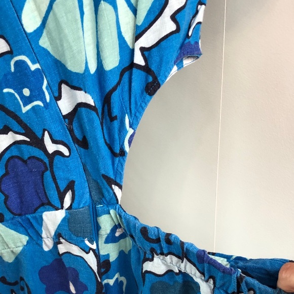 RHODE X Target Blue Floral Linen Blend Short Sleeve Wide Leg Jumpsuit Small - Picture 9 of 17